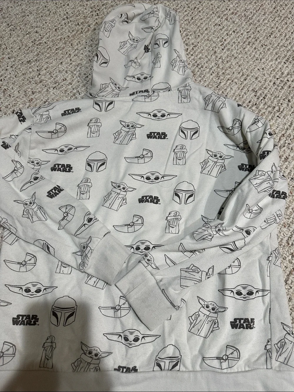 Star Wars White & Black Baby Yoda Graphic Hoodie
